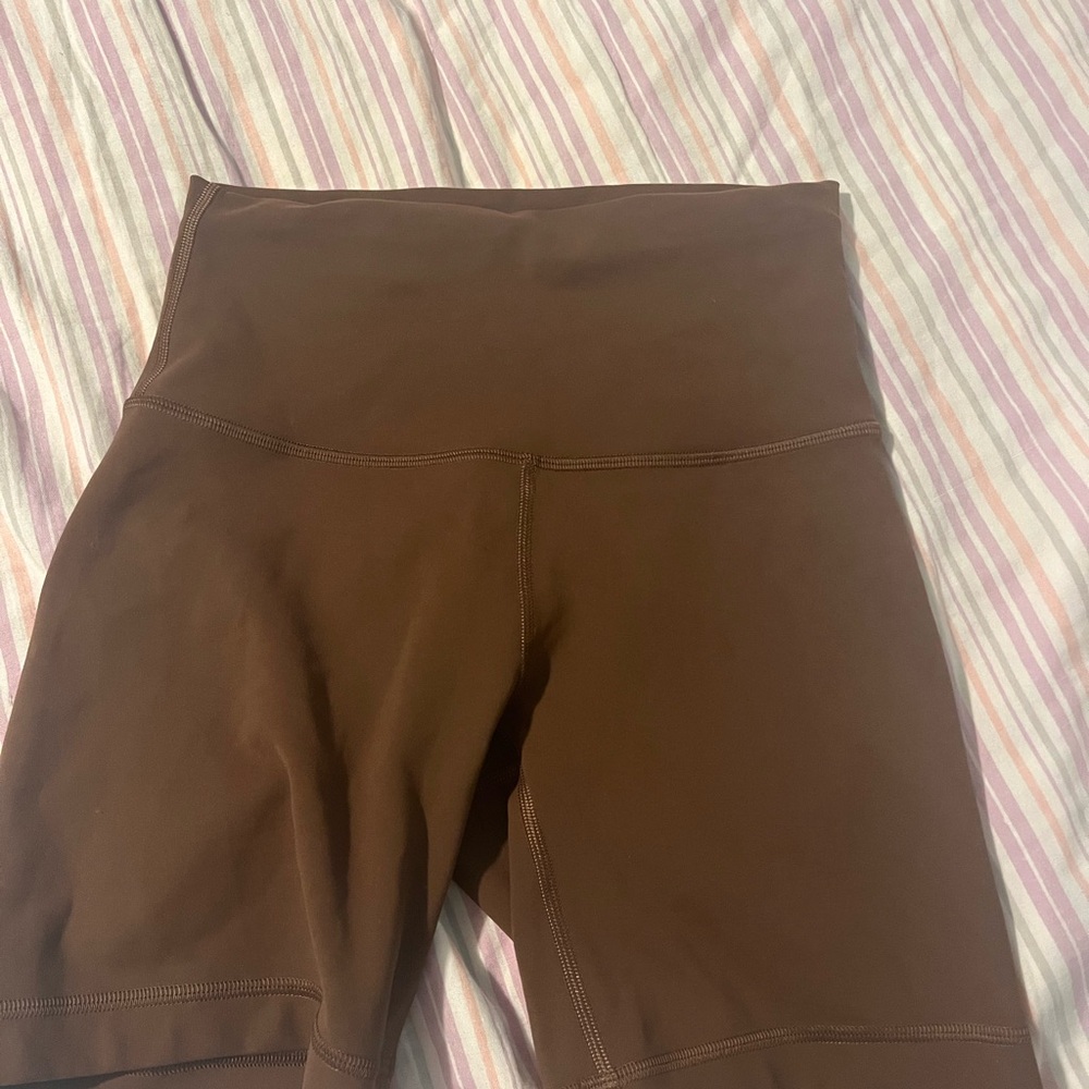 Lululemon Athletica Brown Bike Shorts High-Rise Stretch